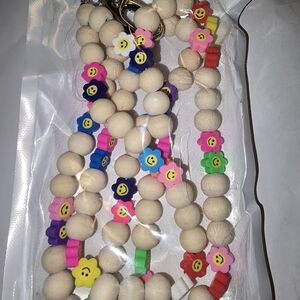 Colorful Beaded Necklace with Flower Accents